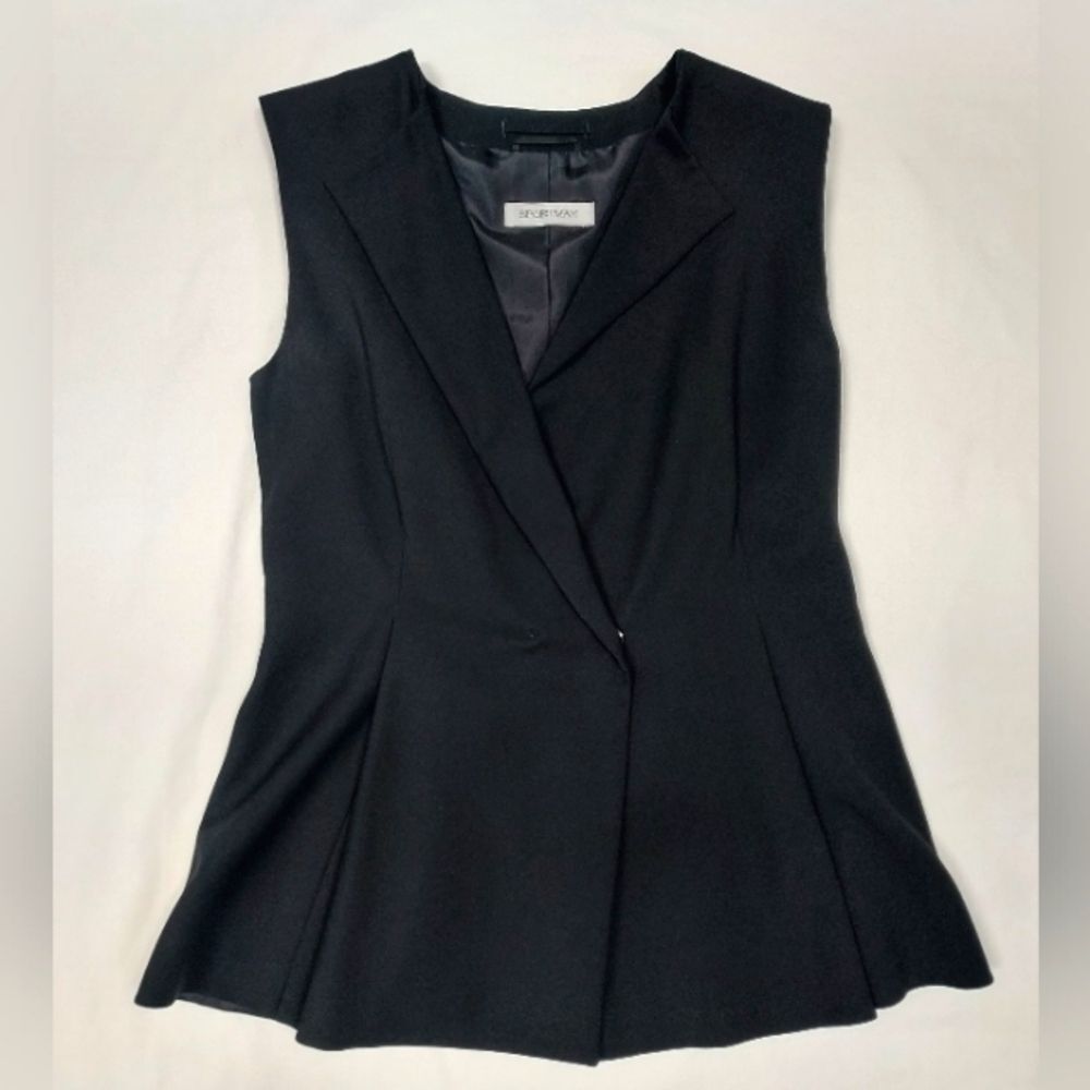 Sportmax Viscose Blend Black Double Breasted Peplum Blazer Vest 12